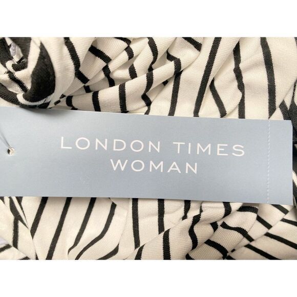 London Times Woman Black & White Nautical Stripe Tie Waist Tank Dress Sz 3X NEW - Picture 6 of 10